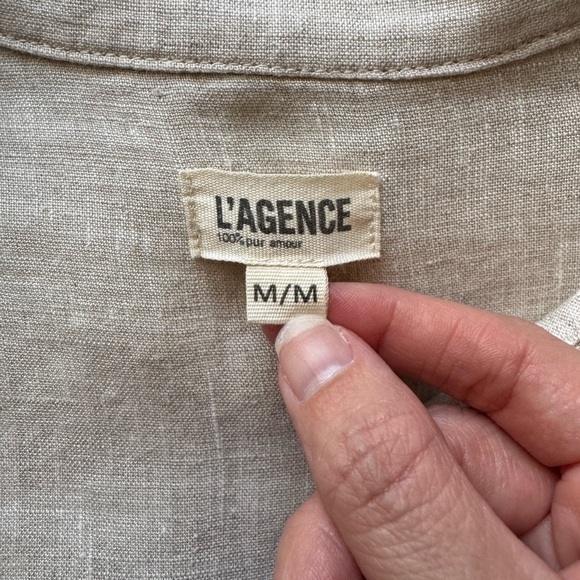 L'AGENCE Bella 3/4-Sleeve Linen Shirtdress Size Medium - Picture 7 of 9